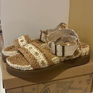 Free People Woven Sandals in Brown and Cream
